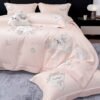 New Class A Double-Strand 50s Satin Long-Staple Cotton Four-Piece Set with Embroidered Duvet Cover and Fitted Sheets, High-End Gift Box Packaging, Rainbow Rabbit Series