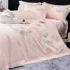 New Class A Double-Strand 50s Satin Long-Staple Cotton Four-Piece Set with Embroidered Duvet Cover and Fitted Sheets, High-End Gift Box Packaging, Rainbow Rabbit Series