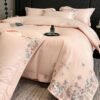 Class A 50S Double-Strand Ultra-Soft and Fine Denier Long-Staple Cotton Brushed Warm Embroidered Four-Piece Set, Pure Cotton Thickened Embroidered Cotton Sheet and Duvet Cover - Hua Jin Series