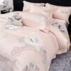 New Class A Double-Strand 50s Satin Long-Staple Cotton Four-Piece Set with Embroidered Duvet Cover and Fitted Sheets, High-End Gift Box Packaging, Rainbow Rabbit Series