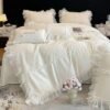 New French-style light luxury Class A long-staple cotton 50s double-ply sateen cotton duvet cover, pure cotton four-piece set