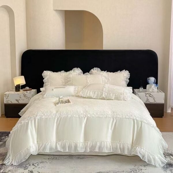 New French-style light luxury Class A long-staple cotton 50s double-ply sateen cotton duvet cover, pure cotton four-piece set