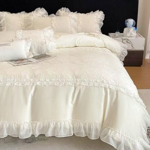 New French-style light luxury Class A long-staple cotton 50s double-ply sateen cotton duvet cover, pure cotton four-piece set