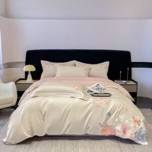 100% cotton embroidered four-piece set, skin-friendly and breathable